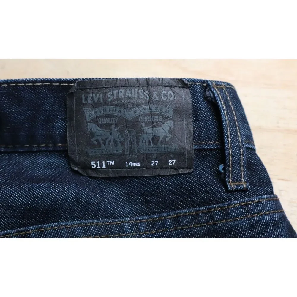 Levis 511 Blue Jeans Cotton Straight Leg Size Mens  27x27 Boys 14 reg. Slim Fit‎